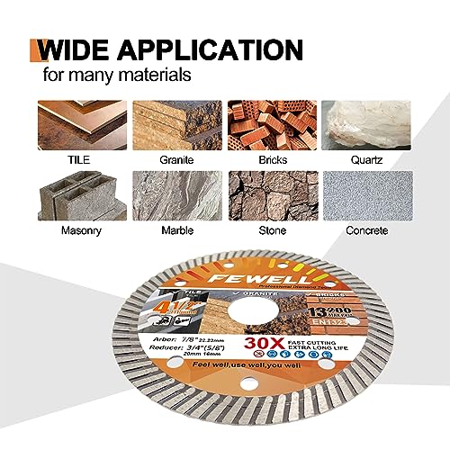 FEWELL 4.5Inch Diamond Saw Blade,Super Thin Ceramic Saw Blade (3 Packs) - size: 4.5"