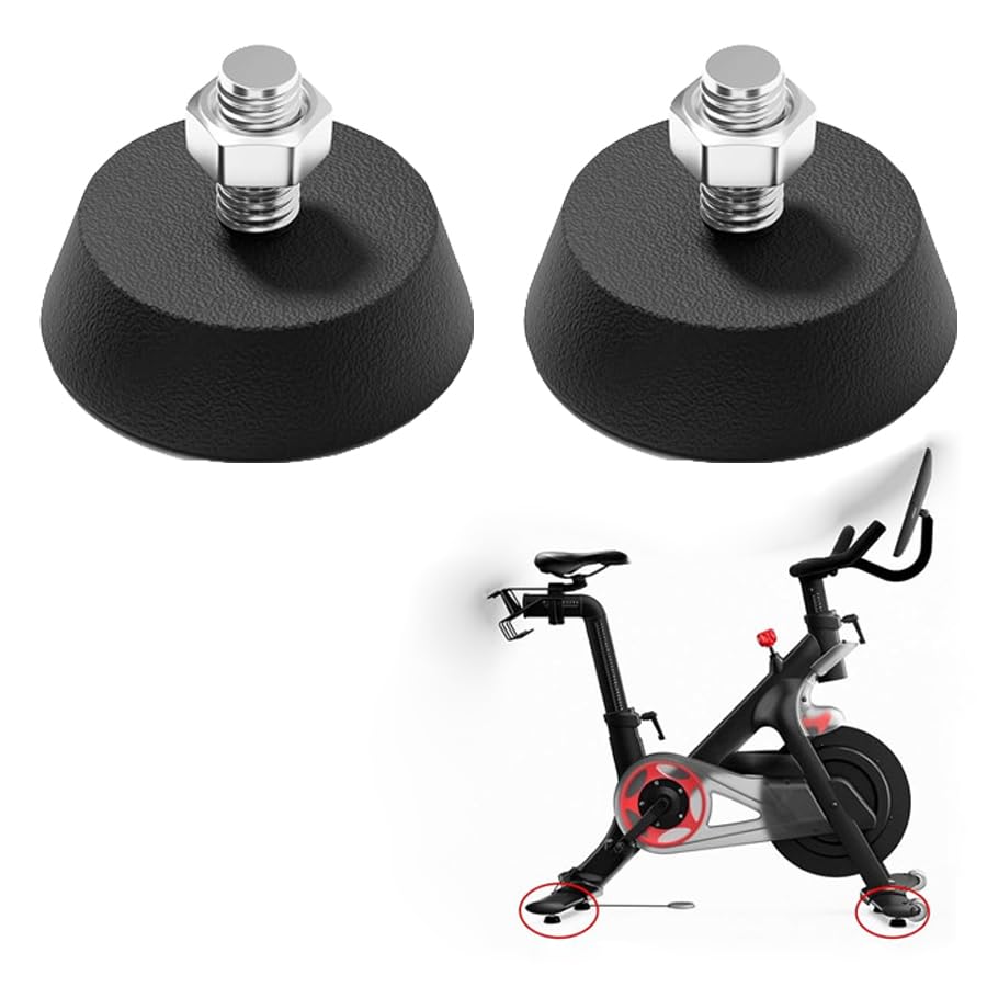 2 Pack Exercise Bike Leveling Feet Replacement Non Slip 3/8" Threaded Screw Stationary Bike Foot Levelers Pad Floor Protector for Exercise Bike Indoor Cycling Bike Workout Bike