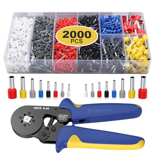 Preciva Ferrule Crimping Tool with 2000Pcs Wire Connectors, AWG23-7 - color: Blue