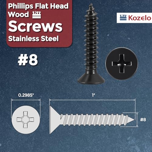 50pcs Phillips Wood Screws #8x1 304 Stainless Steel Black - color: Black, size: #8x1"