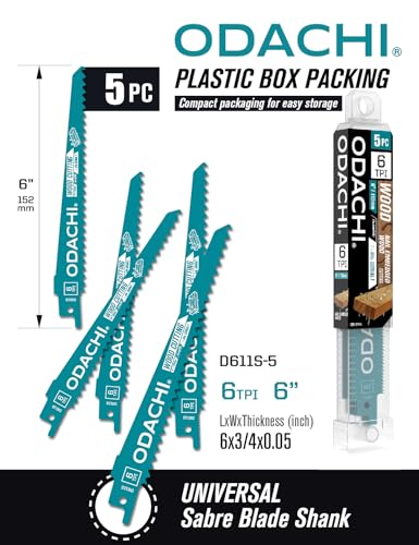 ODACHI Reciprocating Saw Blade Bi-Metal M42 More Than 8% Cobalt Sabre Saw Blades for Wood Demolition 6-Inch 6TPI 5-Pack - style: 5 Pcs 6 Inch 6 TPI Reciprocating Saw Blades