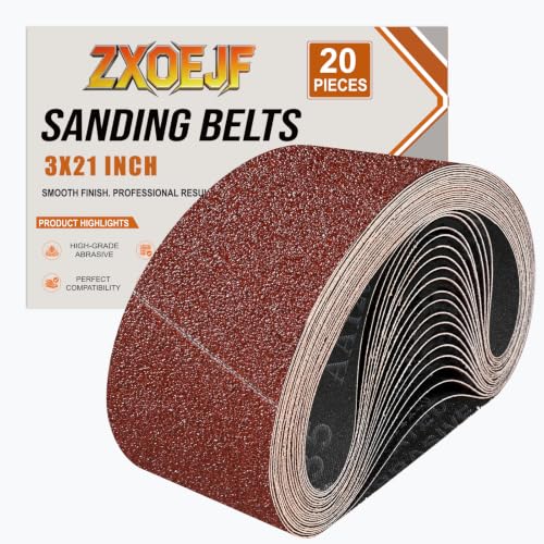 3 x 21 Inch Sanding Belts, 20 Pcs 60 Grits Sander Paper - color: 60 Grit