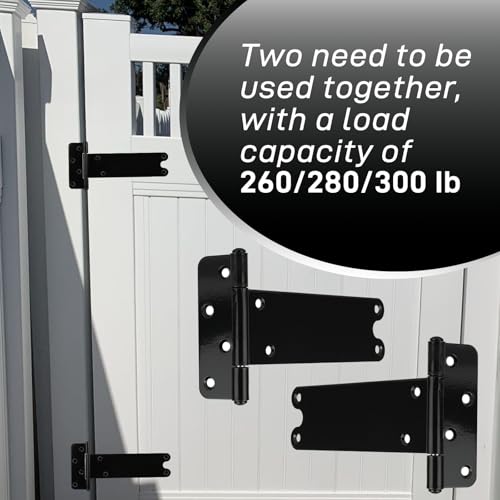 2 Pack 8” Heavy Duty Gate Hinges,300 Lbs Capacity Black Door Hinges - size: 8 inches - 2 Pack