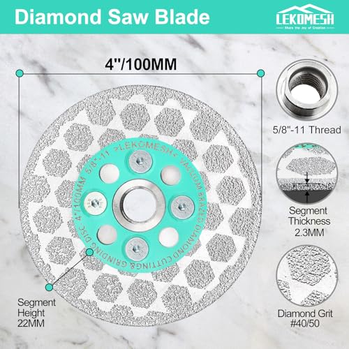 4 Inch Tile Saw Blade - Diamond Grinding Disc Cutting Disc Wheel for Cutting Grinding Marble Granite Concrete Porcelain Ceramic Tile,5/8-Inch-11 Arbor - size: 4 Inch