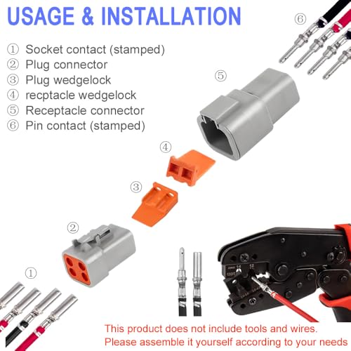 DTP Connector Kit 4 Pin Automotive IP67 Waterproof Electrical Plug - style: 4PIN