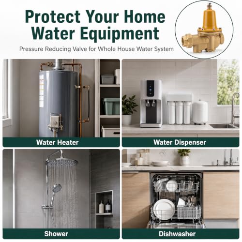 3/4" Pressure Reducing Valve LF25AUB‑Z3, Integrated Cast Copper Silicon Alloy for Cold & Hot Water Systems, 33℉‑160℉, 25‑75 psi, Max 300 psi, NPT Female Union x NPT Female Outlet, 10‑Year Warranty