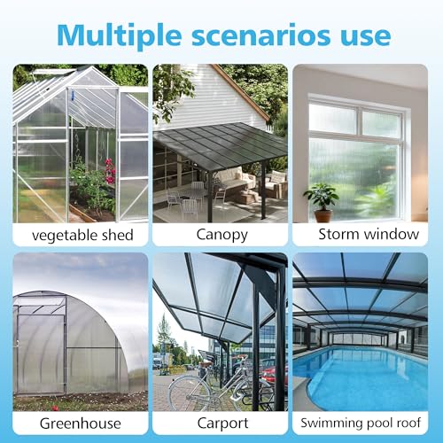 14 Pcs Polycarbonate Greenhouse Panels,4' x 2' x 0.16'' Twin-Wall Plastic roof Panels,Waterproof UV Protected Clear Corrugated Polycarbonate Sheet for All Weather Outdoor Garden Greenhouse Replacement