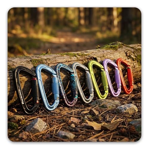 FresKaro UIAA Certified 25KN Auto Locking Climbing Carabiner Clips, Twist Lock, and Heavy Duty Carabiners for Rock Climbing, Rappelling, and Mountaineering, D Shaped - color: 3PCS-BLACK
