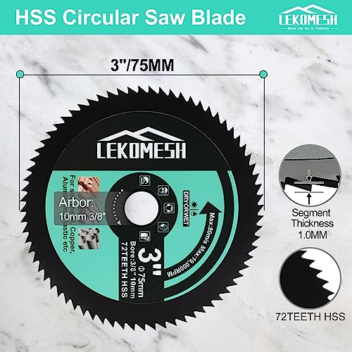 HSS Circular Saw Blade - 8pcs 3In/75mm x Arbor 3/8In/10mm Cutting Discs for Wood, Copper, Aluminum, Plastic and Soft Metal - size: 8pcs HSS Saw Blade