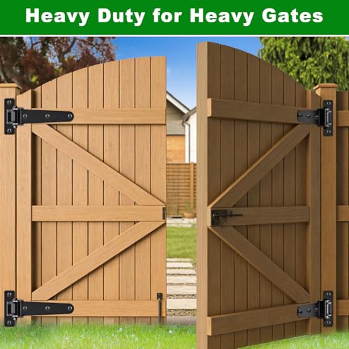 Insaga Heavy Duty Gate Hinges 1000 LBS, 13'' Strap Hinges with Ball Bearings, 6mm Thick Carbon Steel Weld-On or Bolt-On Hinges, 180° One Way Open for Barn Farm Fence Shed Garden Gates (2Pcs, Black) - size: 180° Open-2Pack