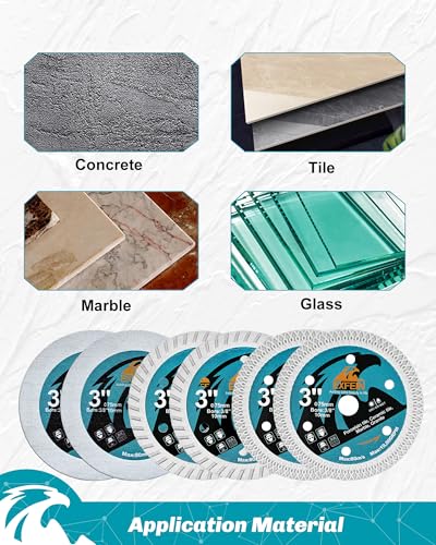 3 Inch Compact Circular Saw Blade Set, Multi-Material Cut for Tile, Granite, Glass Cutting, 10mm Arbor - 5 Pack - size: Set 9