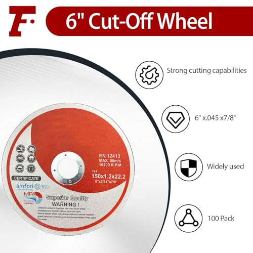 findmall 100 Pack 6" x.045 x7/8" Cut-Off Wheel Aluminum Oxide - size: 100pcs 6"*0.045"*7/8"