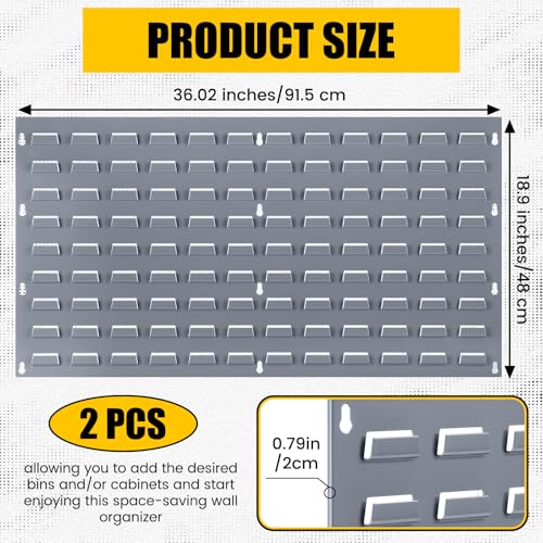 Zonon 2 Pack Louvered Panels Steel Garage Organizer 36 x 19 Inches Heavy Duty Wall Mounted Rack for Hanging Storage Bins Garage Wall Cabinet Tool Organization Peg Board