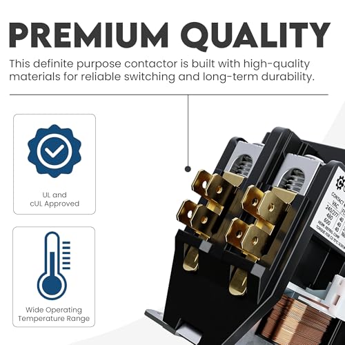 2-Pole Definite Purpose Contactor, 40A, 120V Coil, UL Recognized, A2L Cert. - size: 2P 40A 120V coil