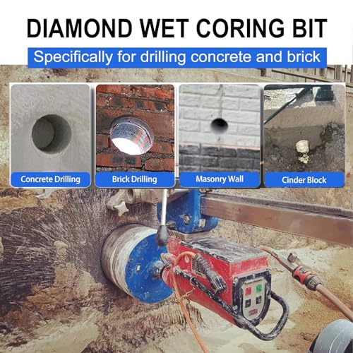 SALI Diamond Core Drill Bits 2 1/2" Diameter 10"/254mm Drilling Depth 5/8-11" Thread Core Bit Turbo Laser-Welded Segments for Cured Concrete with Brick, Block, Masonry, with Two Adapters - size: 2 1/2 inch
