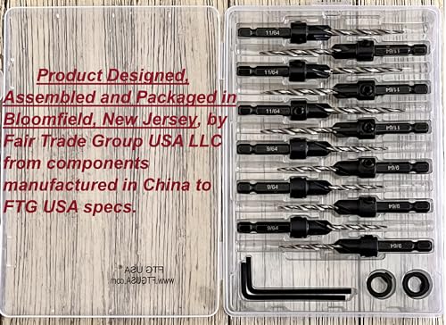 FTG USA 6 Pc #6 (9/64") 6 Pc #8 (11/64") Tapered Countersink Drill Bit Set - size: #6#8, style: Same Sort 6 Pc
