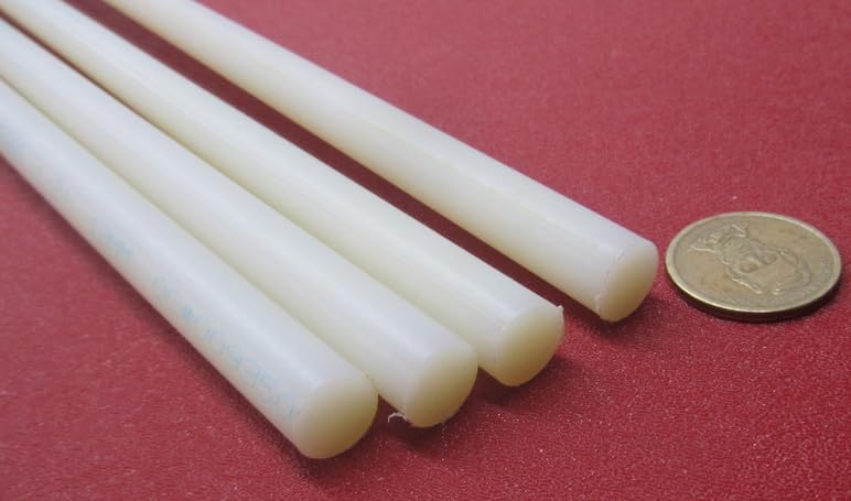 Natural Nylon Extruded Round Rod .500" (1/2") x 5 Ft Length 4 pcs 20 Ft