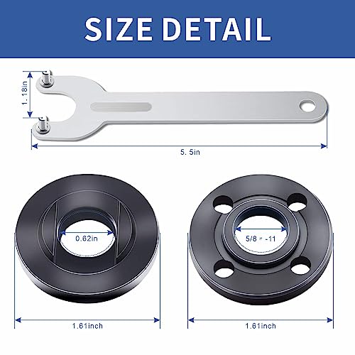 7PCS Angle Grinder Nut Wrench Kit 5/8-11 Flange Metal Lock Nut
