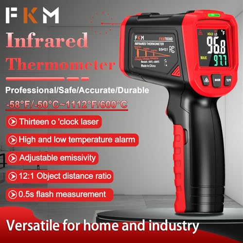 FKM Infrared Thermometer Gun Non Contact Laser Thermometer Gun-58°F~1112°F - color: Red