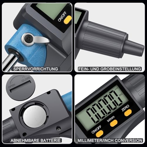 HDLKNAK Digital Outside Micrometer 0-1”, 0.00005"/0.001mm Precision(Blue) - color: Blue