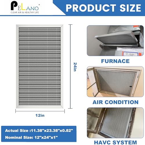 12x24x1 Reusable Air Filter, Electrostatic HVAC Air Filter, Lasts a Lifetime, Washable, Enjoy Fresher Air in Home and Office, MERV 8 (Actual Size:11.38x23.38x0.82 Inch) - size: 24" x 12" x 1"