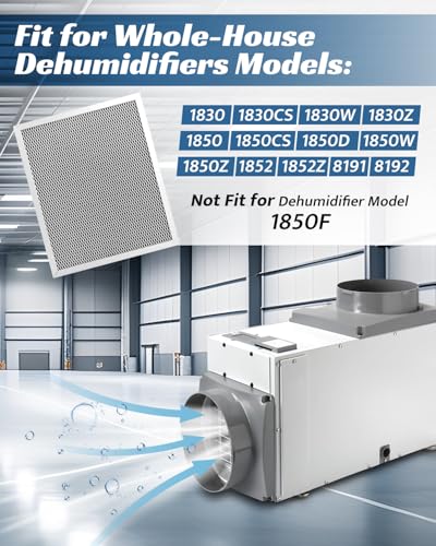 5443 Dehumidifier Filter MERV 8 Washable 10x12x1Fit for Whole-House Dehumidifiers Models 1830, 1850, 1852, 8191, 8192,Not Compatible 1850F