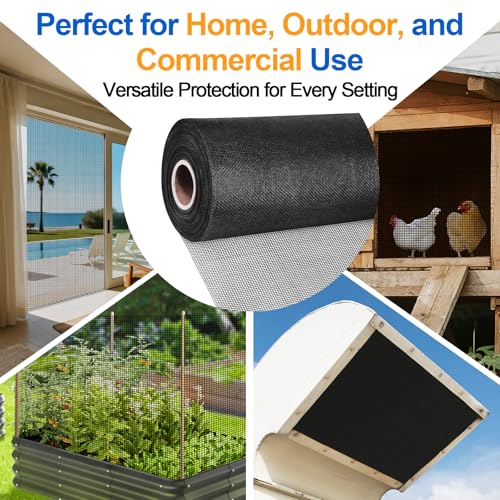 Black 304 Stainless Steel Screen Mesh Roll 35IN x 98FT, Heavy Duty Window Screen Replacement, 20 Mesh Metal Window Screen for Patio Porch Door, Pet Resistant Screen Mesh - size: 35IN x 98FT