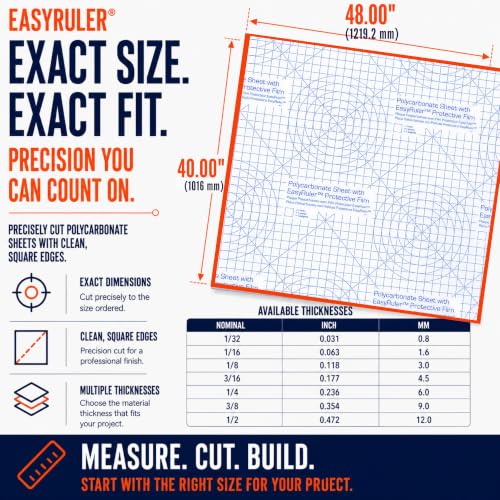 Polycarbonate Sheet 40 x 48 x 1/2 0.472" Clear Plastic, Replaces Plexiglass