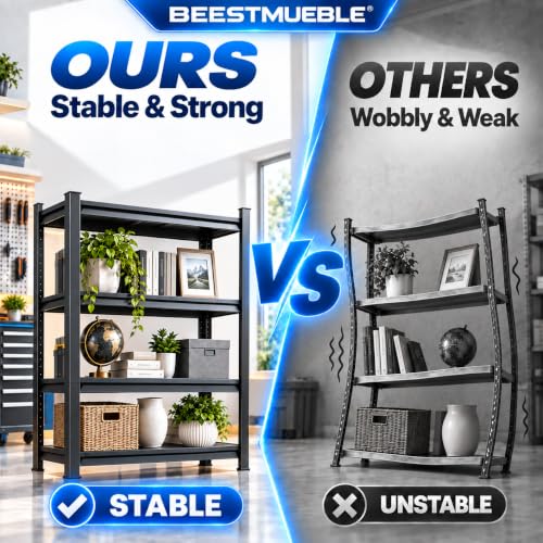 Metal Book shelf, Adjustable Industrial Bookcase with Double-Layer Columns - size: 36"Wx 16"Dx 55"H