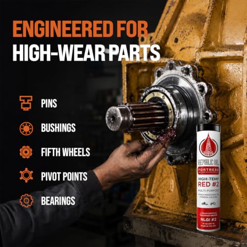 Republic Oil Premium Red #2 EP2 Lithium Complex Multi-Purpose Grease Tubes 4 Boxes / 40x14oz – Extreme Pressure Water Resistant Grease Tube for Wheel Bearings, Chassis, Automotive & GC-LB Made in USA - size: 40 x 14 oz Tubes