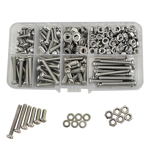 M4-0.7 x 10mm,12mm,16mm,20mm,25mm,30mm Pan Head Phillips Machine Screws,18-8 Stainless Steel Bolts Nuts Washers Screws Assortment Set (M4 Pan Head Phillips Screws)