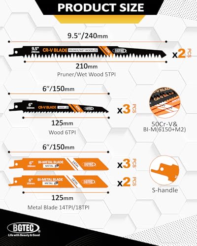 BGTEC Reciprocating Saw Blade Set with Storage Box 10-Piece - size: 10PCS