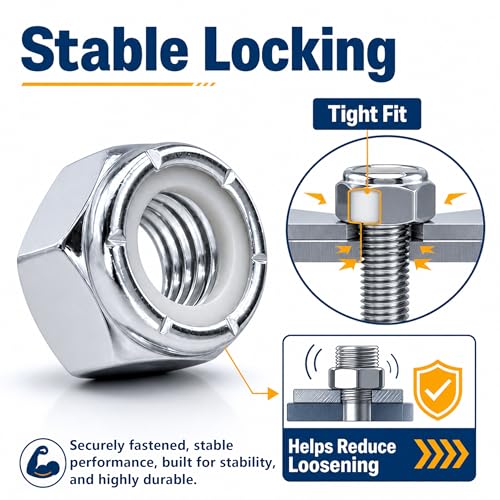 80 Pcs 5/16-18 Nylon Inserted Self Locking Nuts - size: 5/16x18