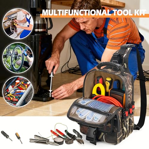 Electrician Tool Pouch Bag, Zippered HVAC Tool Organizer - color: Camouflage