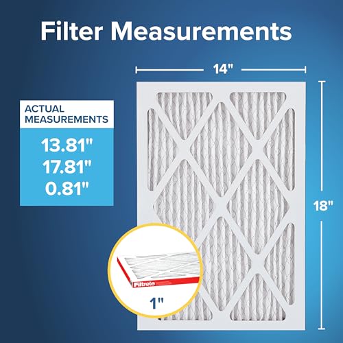 Filtrete 14x18x1 AC Furnace Air Filter, MERV 11, MPR 1000, Micro Allergen Defense, 3-Month Pleated 1-Inch Electrostatic Air Cleaning Filter, 2 Pack (Actual Size 13.81 x 17.81 x 0.81 in) - size: 14x18x1