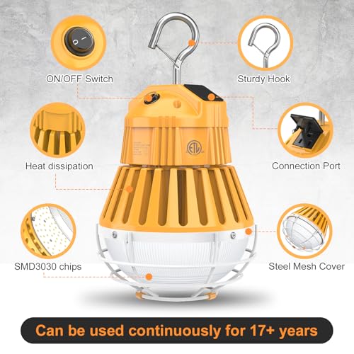 100W 80W 60W LED Temporary Work Light, Portable Hanging Construction Light - size: CCT-5000K