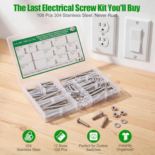 108 Pcs #8-32 Phillips Pan Head Machine Screws Kit, 304 SS - size: SS 108Pcs #8-32(1/4" to 2" ) Pan