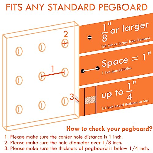 Pegboard Baskets 2 Pack Peg Board Metal Shelves Organizers (Large, White) - size: Large, style: 2L White Pegboard Baskets