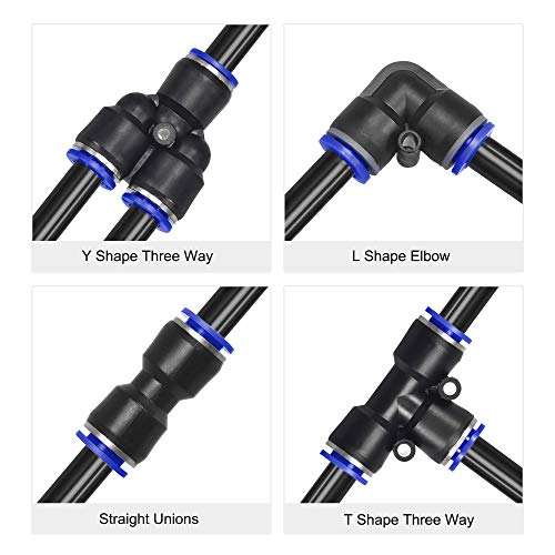 uxcell Pneumatic Air Hose Tubing Black with Connect Fitting Kit - color: Black