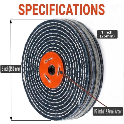 6" Extra Thick Denim Buffing Wheels with 1/2" Arbor Hole - style: 6" Denim Buffing Wheels