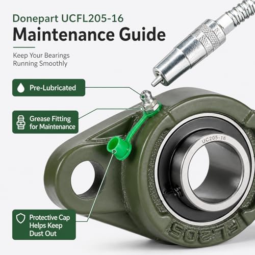 UCFL205-16 Flange Bearing 1in, Cast Iron, Chrome Insert, 2-Pack