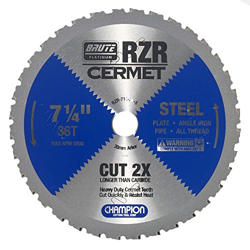 Champion Cutting Tool Corp Circular Saw Blade 7-1/4", 36T (RZR-714-36-S) -Cut Steel - size: 7-1/4" (Cut Steel)