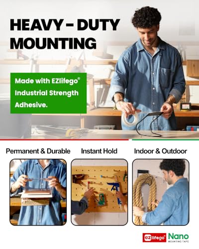EZlifego Heavy Duty Invisible Bond Nano Double Sided Mounting Tape, 2-Pack