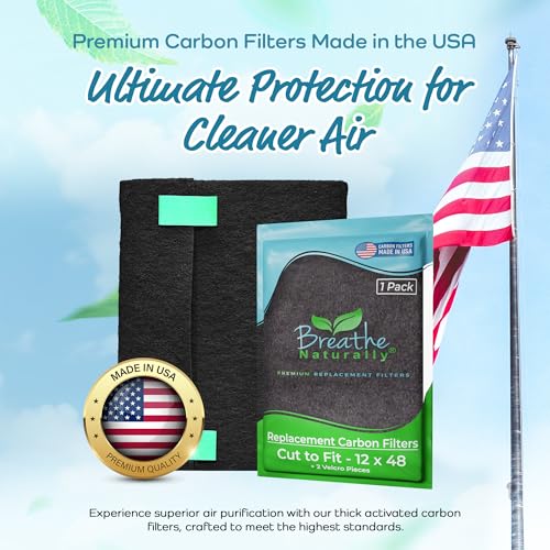 Breathe Naturally Universal Cut To Fit Activated Carbon Air Filter - Replacement Charcoal Air Filters - Carbon Filter Sheet for Air Purifier, Vent Filters & More - Made in USA (Pack of 1, 12x48) - size: 1 Pack, style: 12x48