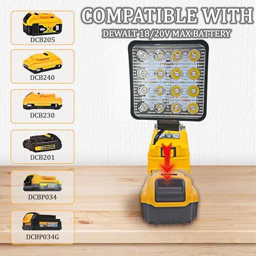 48W 3800LM LED Work Light Compatible with DEWALT 20V Battery, No Battery
