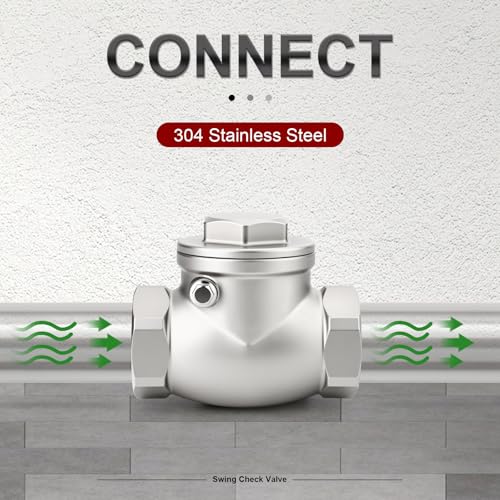 TAISHER 1PCS 304 Stainless Steel 2" NPT Female Swing Check Valve,Backflow Prevention, One Way Check Valve CF8 WOG 1000 - size: 2" NPT