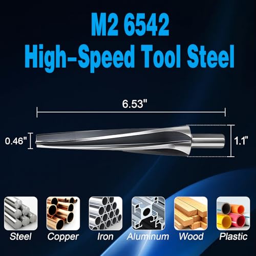 7 Degree Ball Joint Tapered Reamer 1-1/2” Per Foot Taper– M2 6542 High-Speed Tool Steel, Universal Reamer Tie Rod Drill Bit for Automotive & Construction – Precise & Durable with Easy Grip Design