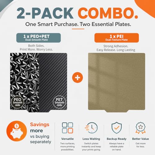 2 Packs 235x235mm Build Plate for Adventurer AD5X/5M/5M Pro, Smooth Diamond PEO +Carbon Fiber PET Spring Steel Flexible PEI Sheet Platform for Ender 3/3 Pro/3S1/3 V2, CR 20/CR 20 Pro, Ender 5/5 Pro - size: 235x235mm-2pcs