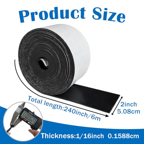 1/16" Thick x 2" W x 240" L Solid Rubber Strip Roll with Adhesive Backing - size: 2" x 1/16" x 240"