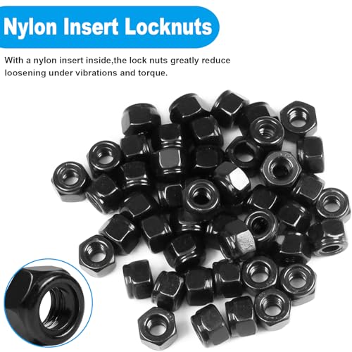 25Pcs 1/4"-20 Nylon Insert Hex Lock Nuts Self-Locking Nut - size: 1/4"-20; 25pcs